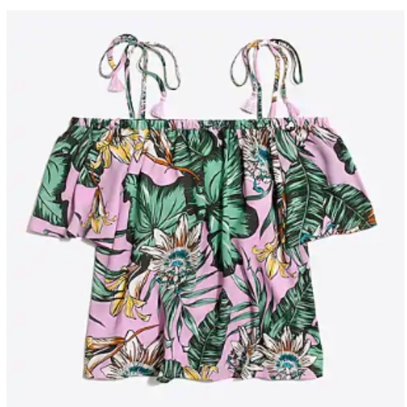 J. Crew Factory Tops - J Crew Factory printed tie cold-shoulder top 12